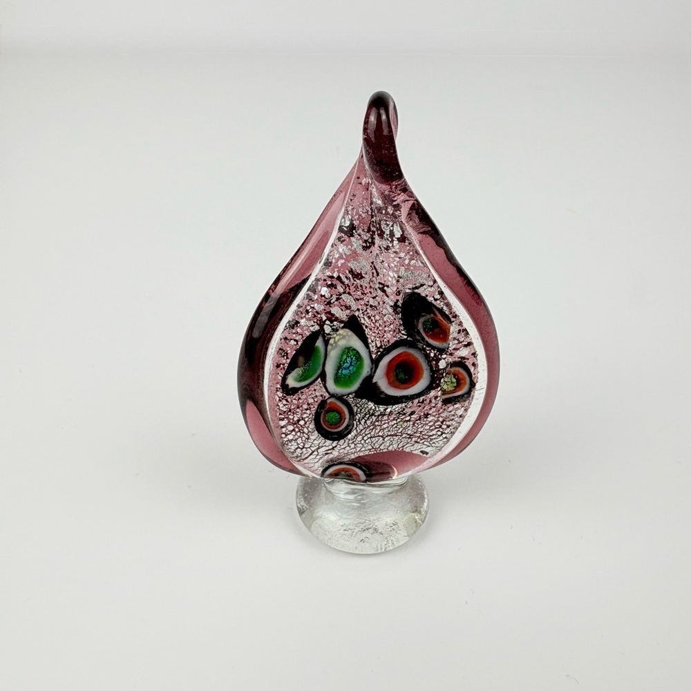 Very Small Hand-Blown Unbranded Art Glass Paperweight or Sculpture-Clear Base